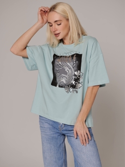 ФУТБОЛКА ЖЕНСКАЯ ретро синий