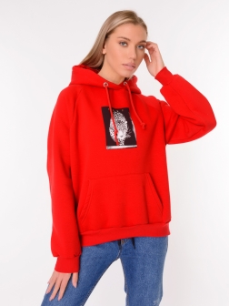 Толстовка женская с капюшоном Красный