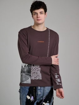 ЛОНГСЛИВ МУЖСКОЙ коричнево-бордовый