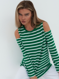 Футболка с длинным рукавом женская темно-зеленый