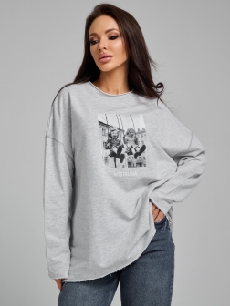 ЖЕНСКИЙ ЛОНГСЛИВ светло-серый меланж